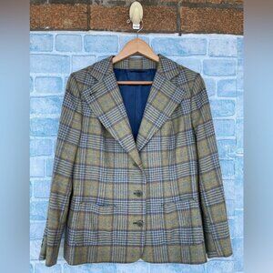 Kiton Napoli 100 % cashmere lapel plaid blazer size 46/6